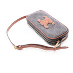 Celine Shoulder Bag Cuill Triomphe Mini Dark Brown Canvas Leather — view 7