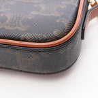 Celine Shoulder Bag Cuill Triomphe Mini Dark Brown Canvas Leather — view 5
