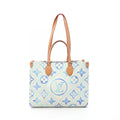 Louis Vuitton Tote Bag On The Go MM Monogram Tile Lagoon 2-Way Blue Canvas Leather