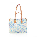 Louis Vuitton Tote Bag On The Go MM Monogram Tile Lagoon 2-Way Blue Canvas Leather