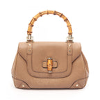 Gucci Bamboo Beige Leather Handbag