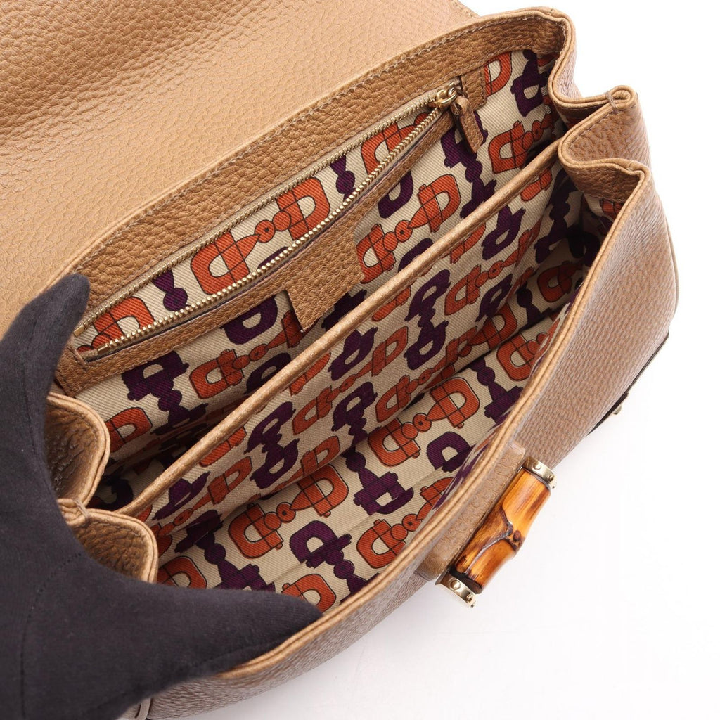Gucci Bamboo Beige Leather Handbag — view 3