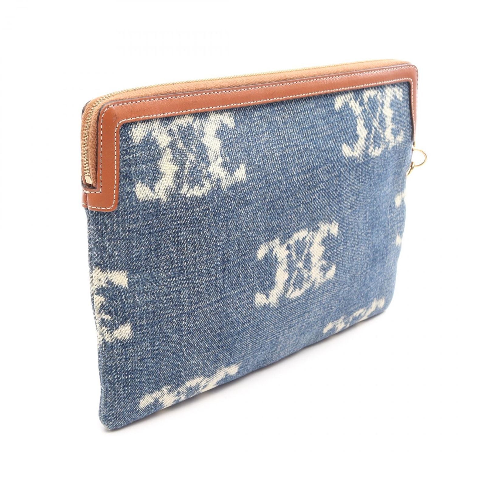 Celine Clutch Triomphe Indigo Blue Denim Leather — view 2