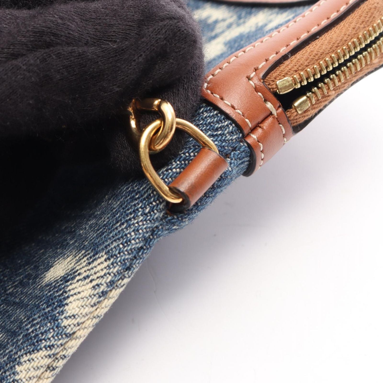 Celine Clutch Triomphe Indigo Blue Denim Leather — view 8
