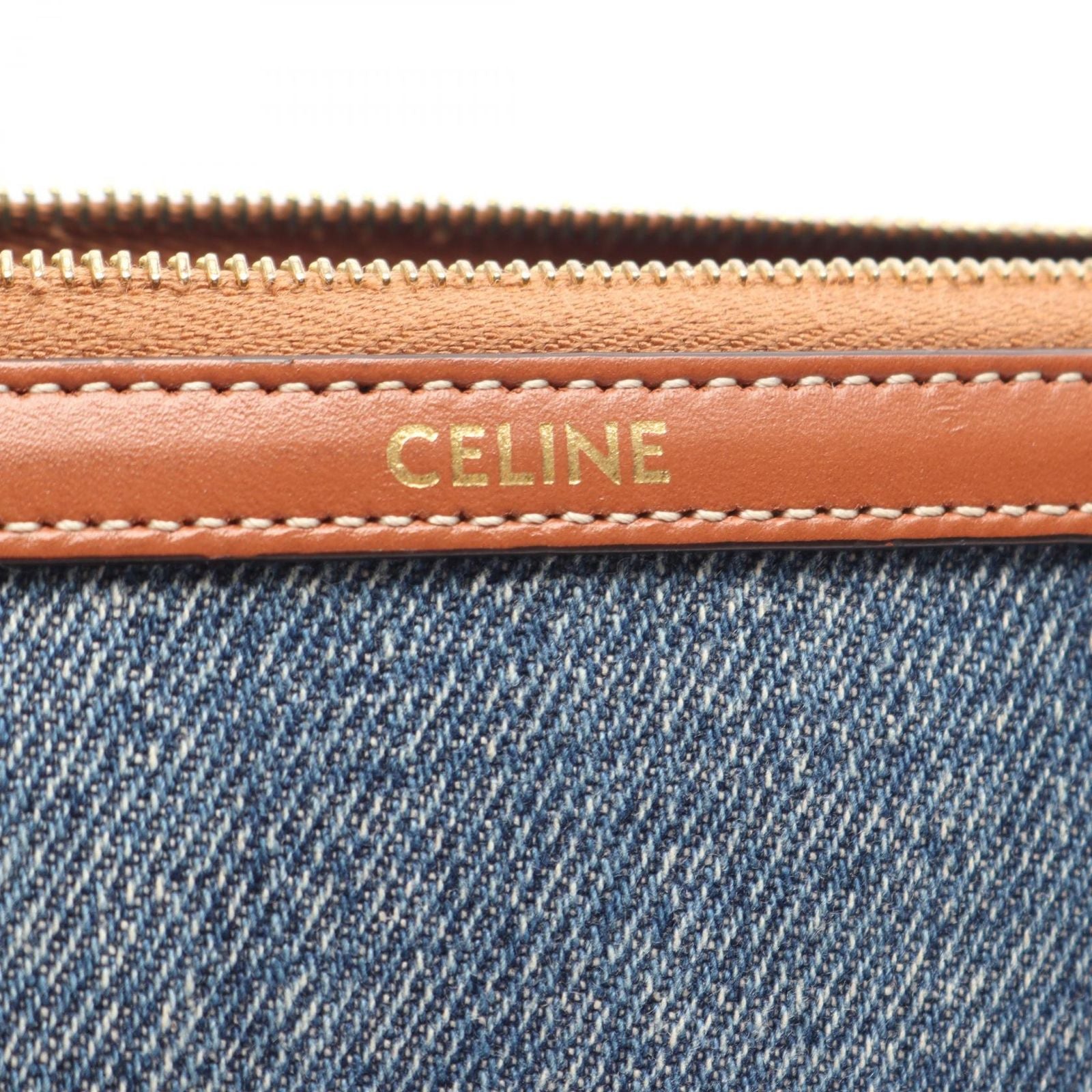 Celine Clutch Triomphe Indigo Blue Denim Leather — view 4