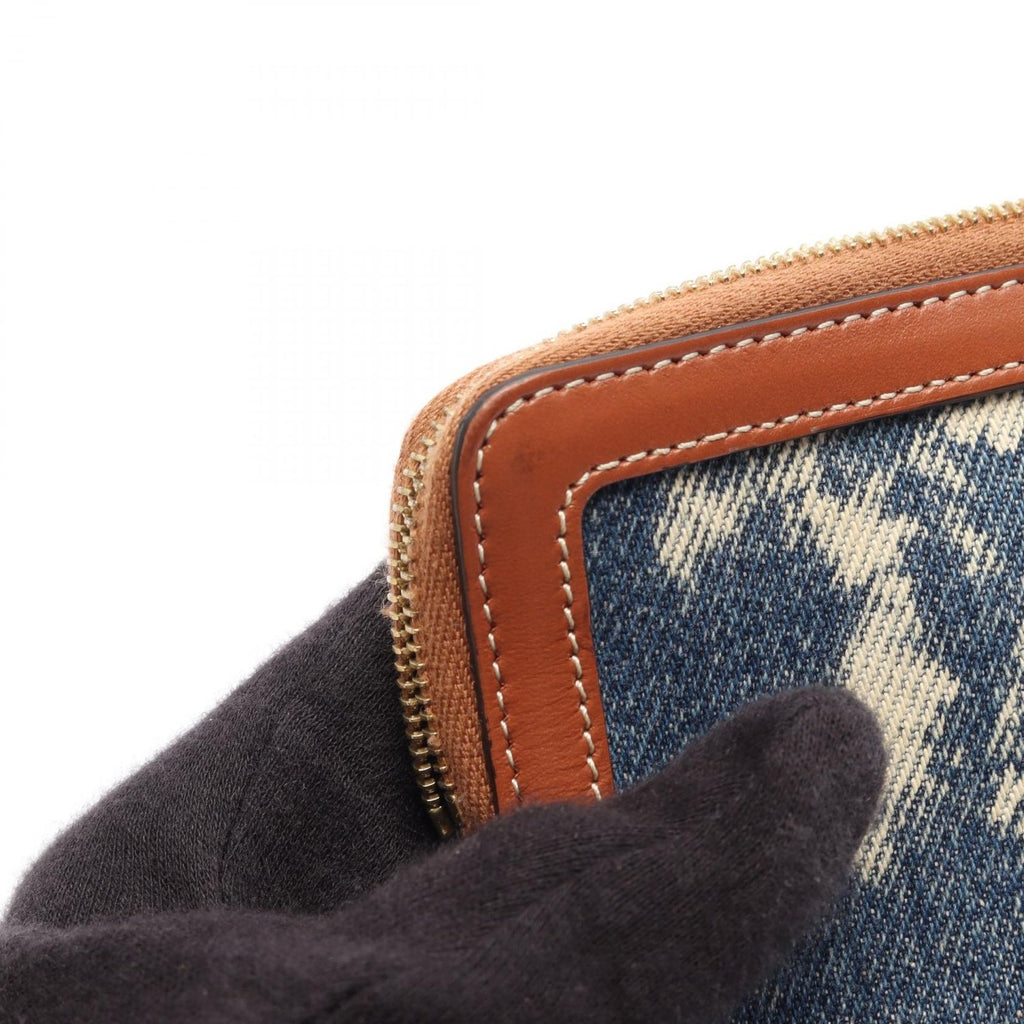 Celine Clutch Triomphe Indigo Blue Denim Leather — view 6