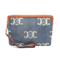Celine Clutch Triomphe Indigo Blue Denim Leather