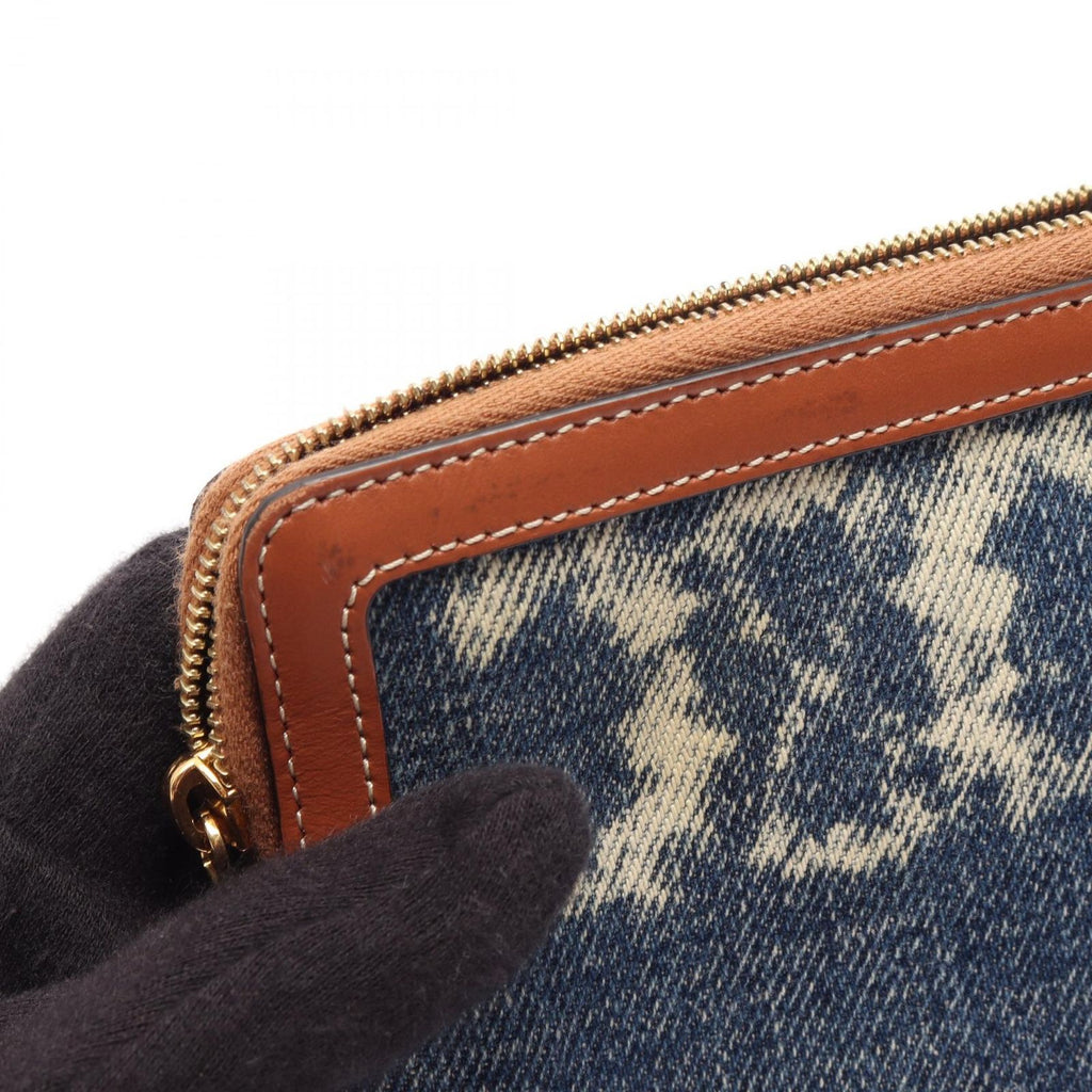 Celine Clutch Triomphe Indigo Blue Denim Leather — view 5
