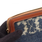 Celine Clutch Triomphe Indigo Blue Denim Leather — view 5