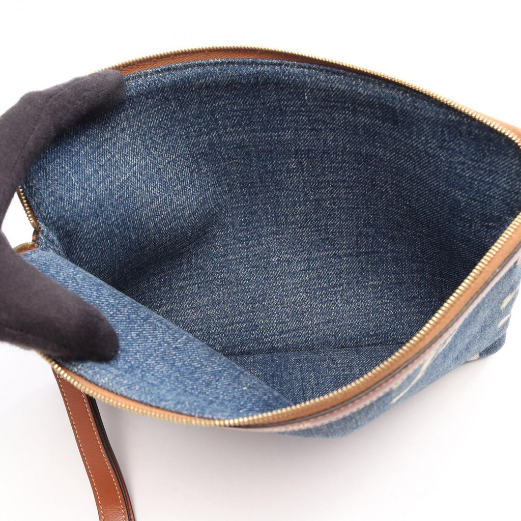 Celine Clutch Triomphe Indigo Blue Denim Leather — view 3