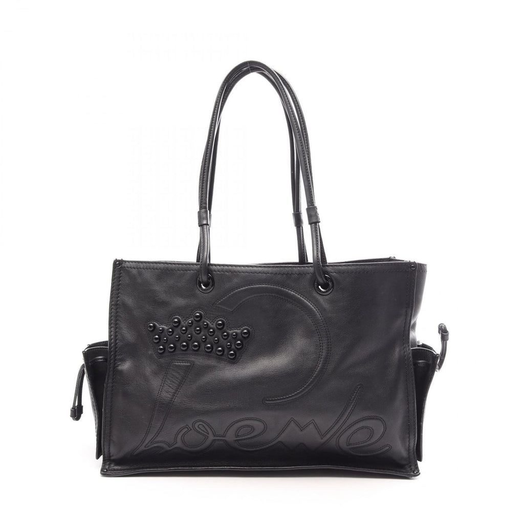 Loewe Tote Bag Crown Logo Black Leather
