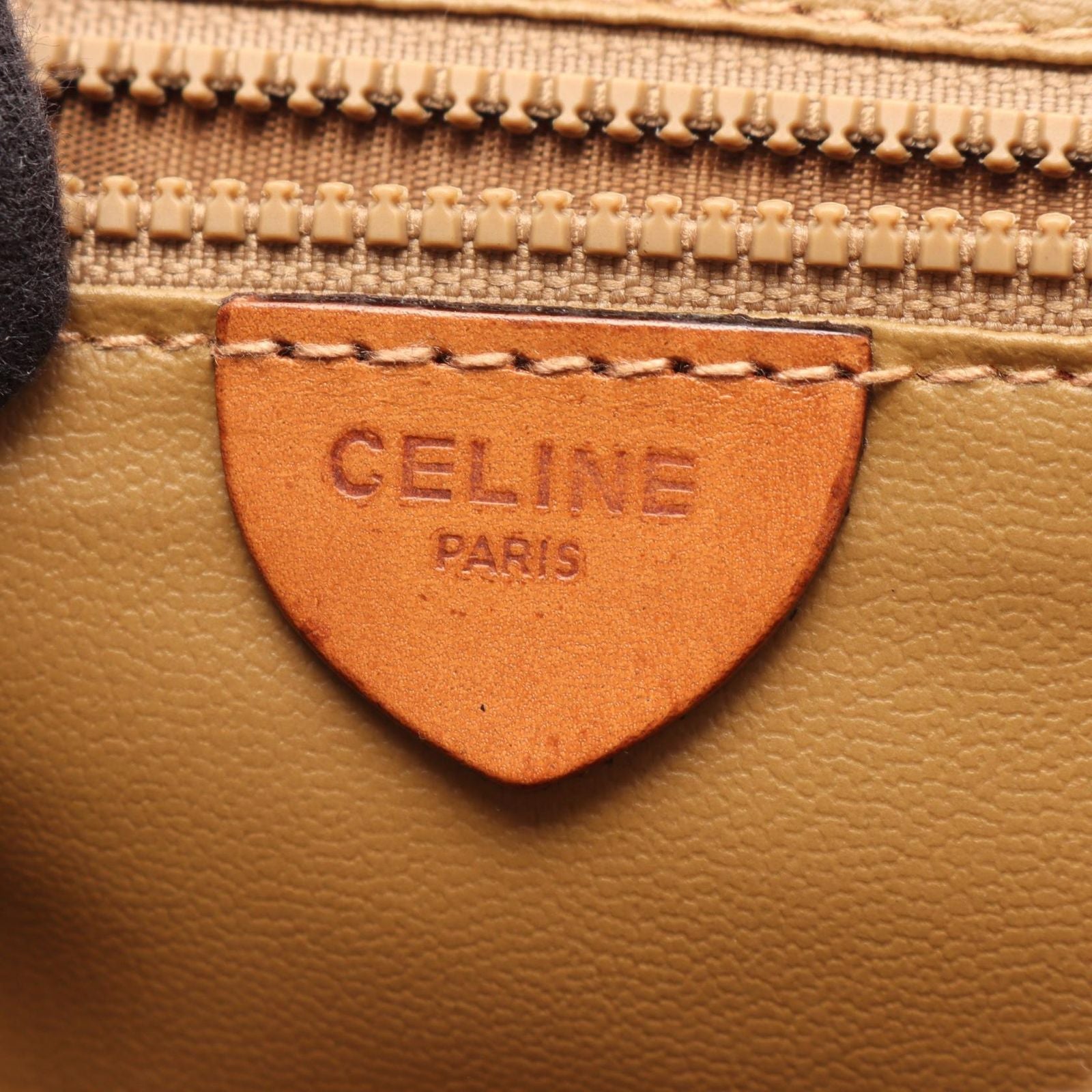 Celine Macadam Beige Brown Canvas Leather Handbag — view 4