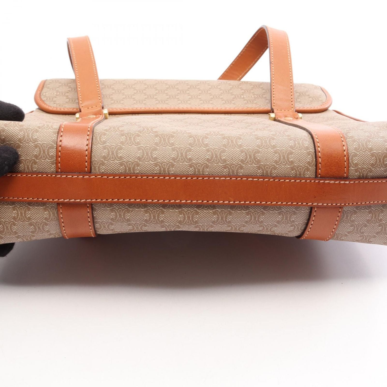 Celine Macadam Beige Brown Canvas Leather Handbag — view 8
