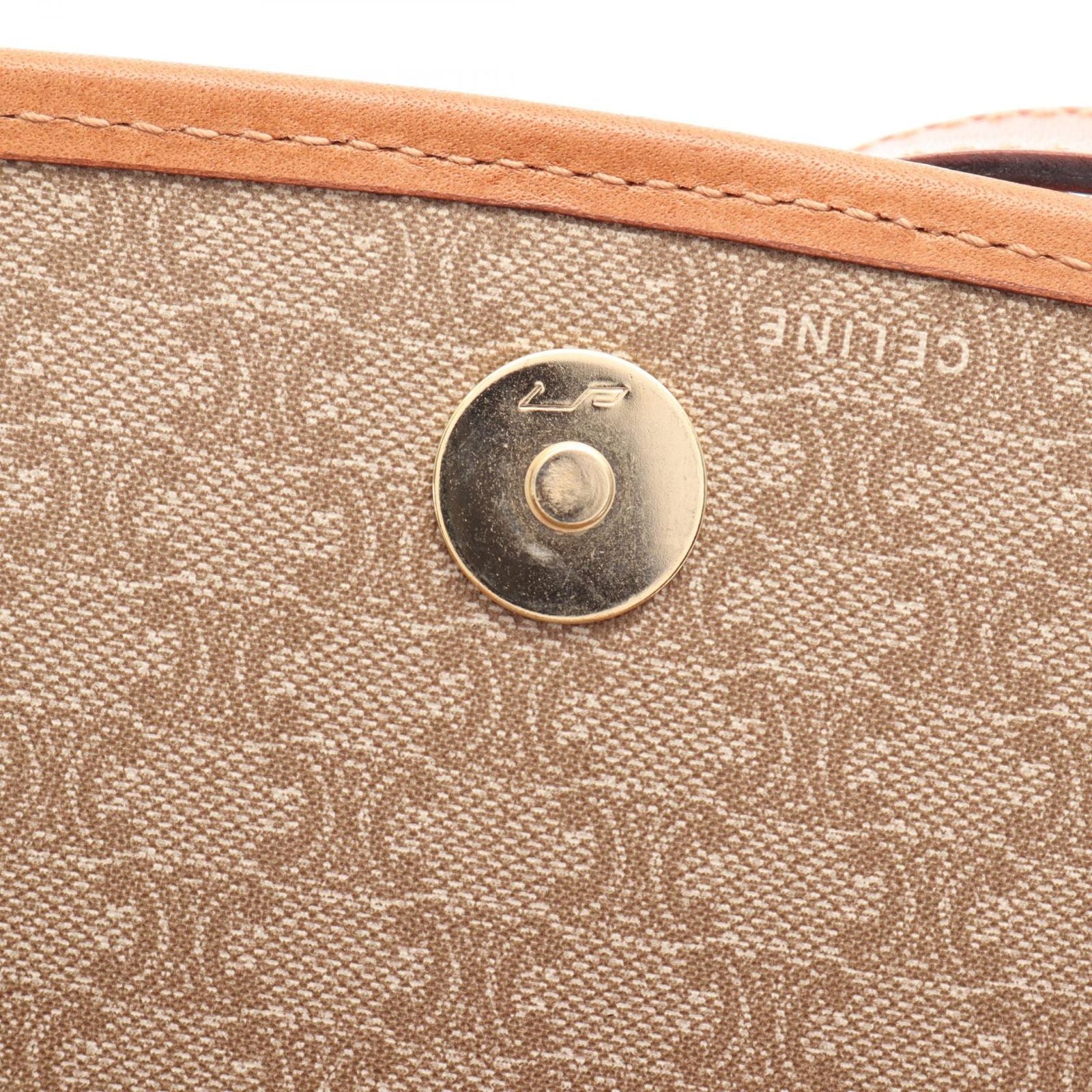 Celine Macadam Beige Brown Canvas Leather Handbag — view 6