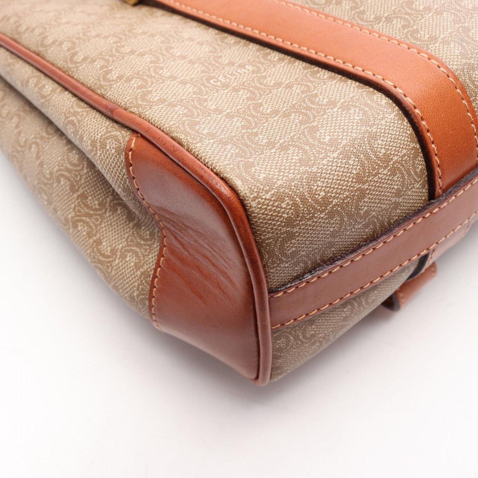 Celine Macadam Beige Brown Canvas Leather Handbag — view 7