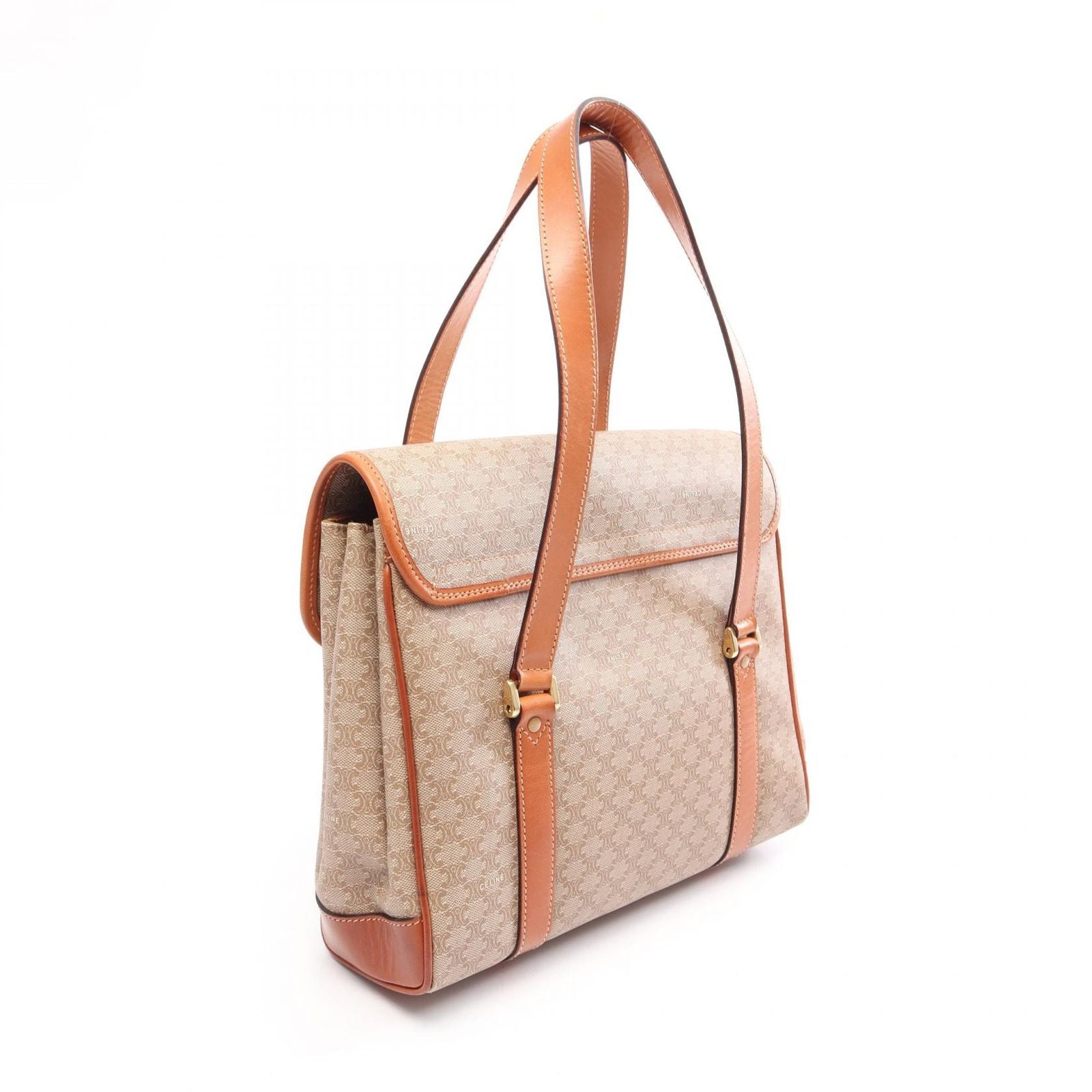 Celine Macadam Beige Brown Canvas Leather Handbag — view 2