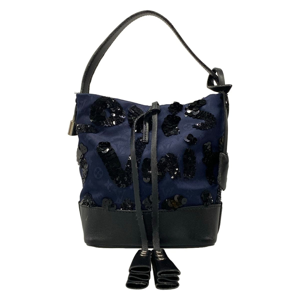 Louis Vuitton Shoulder Bag Monogram Sequins Spotlight Midnight Blue Leather