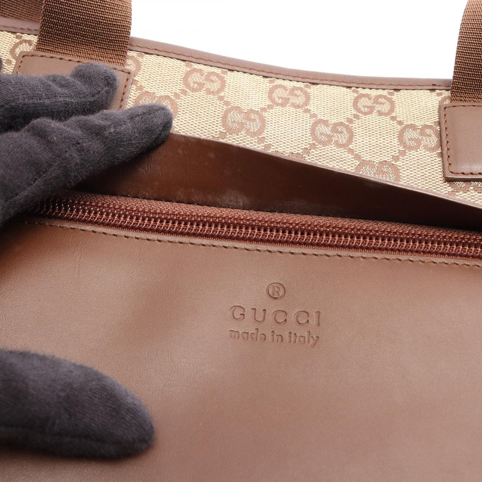 Gucci Tote Bag GG Campus 019 Beige Brown Leather — view 8
