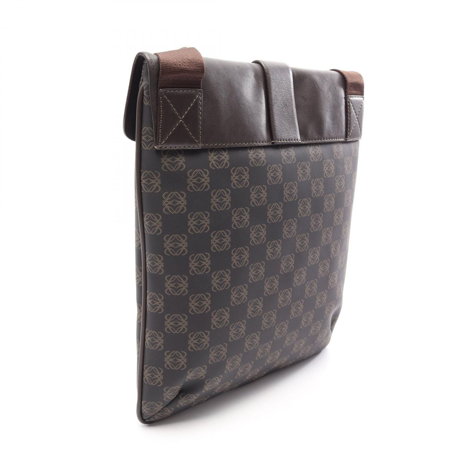 Loewe Shoulder Bag Anagram Brown Canvas Leather — view 2