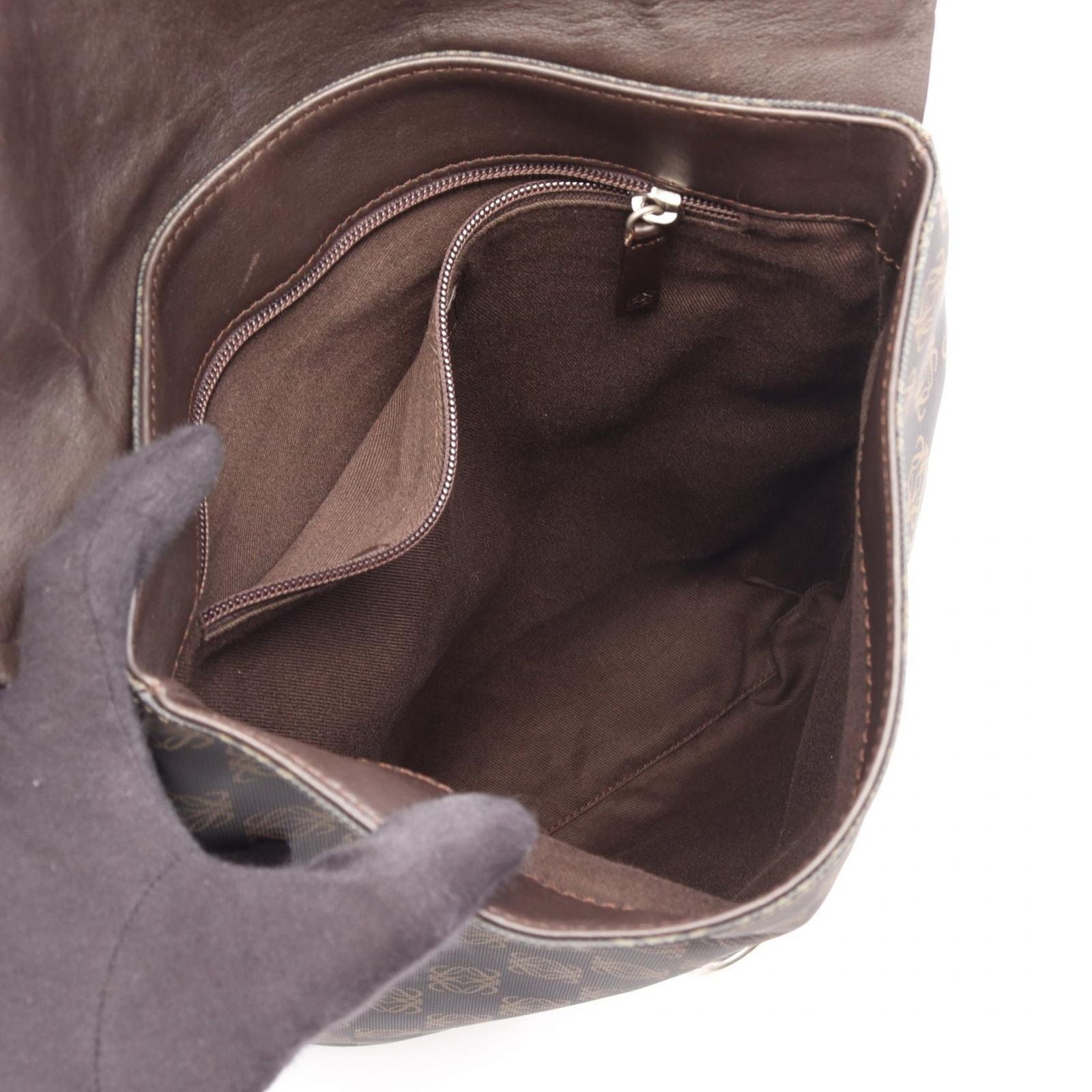 Loewe Shoulder Bag Anagram Brown Canvas Leather — view 3