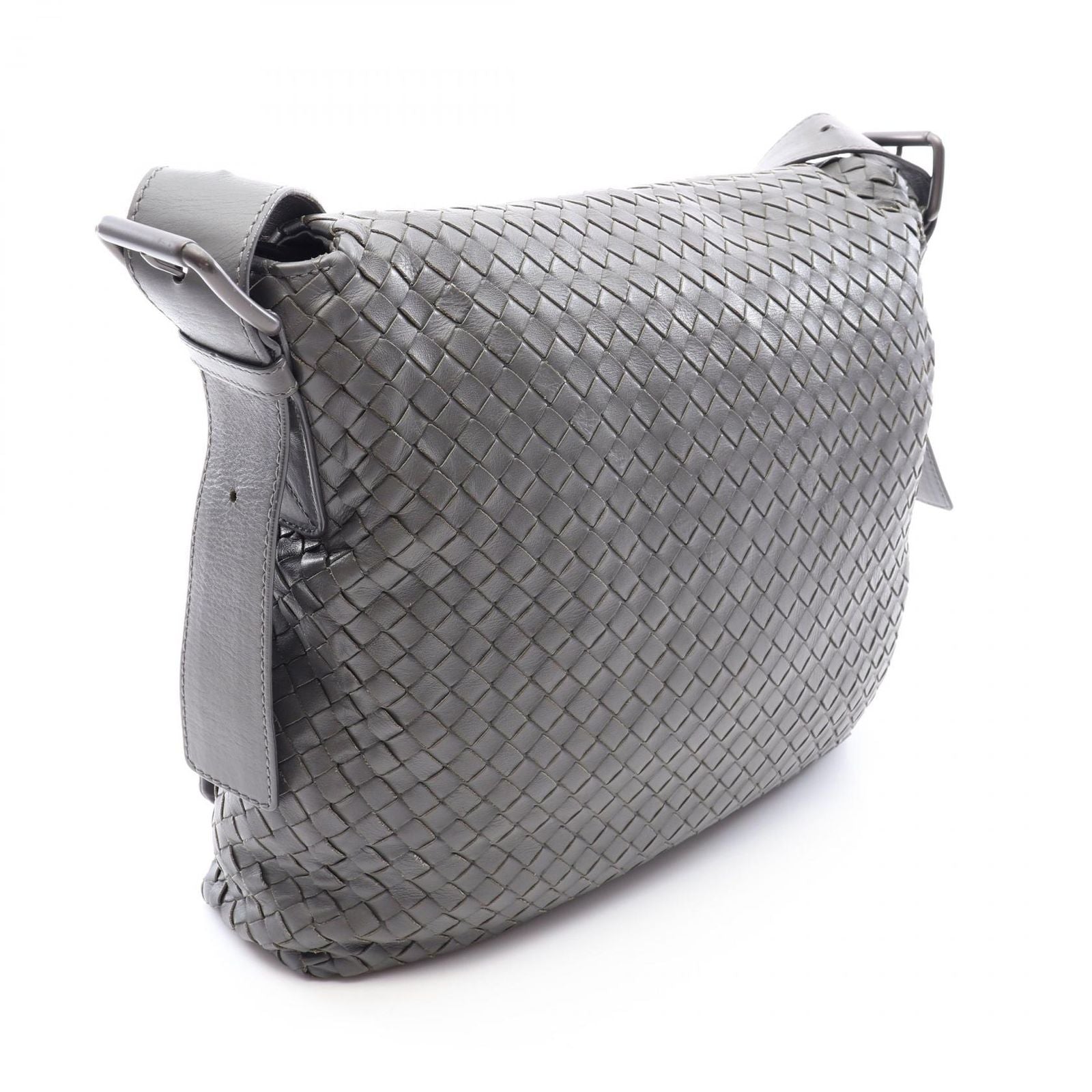 Bottega Veneta Shoulder Bag Intrecciato Gray Leather — view 2