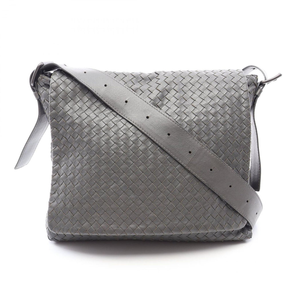 Bottega Veneta Shoulder Bag Intrecciato Gray Leather