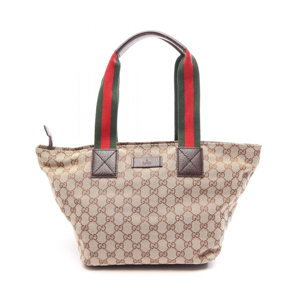 Gucci Tote Bag GG Campus Sherry Line Beige Brown Leather