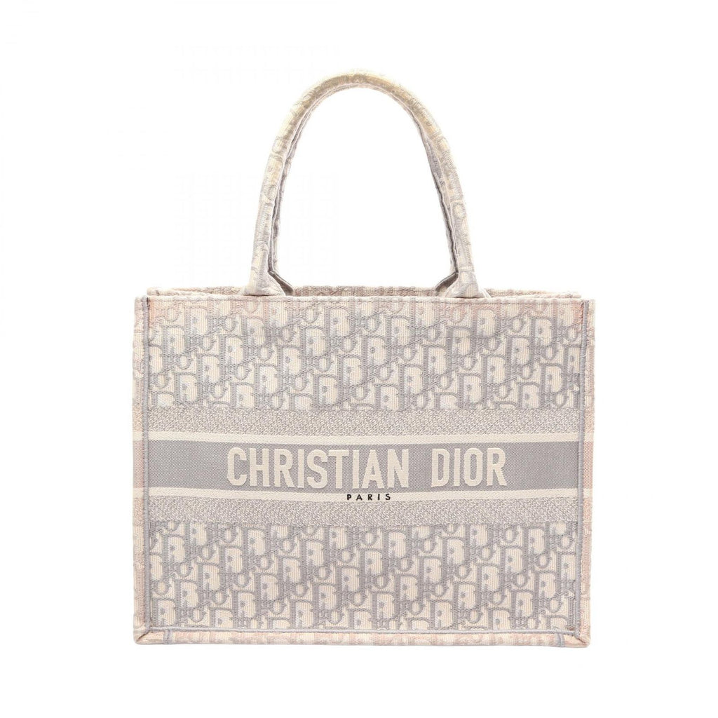 Dior Tote Bag Book Oblique Gray White