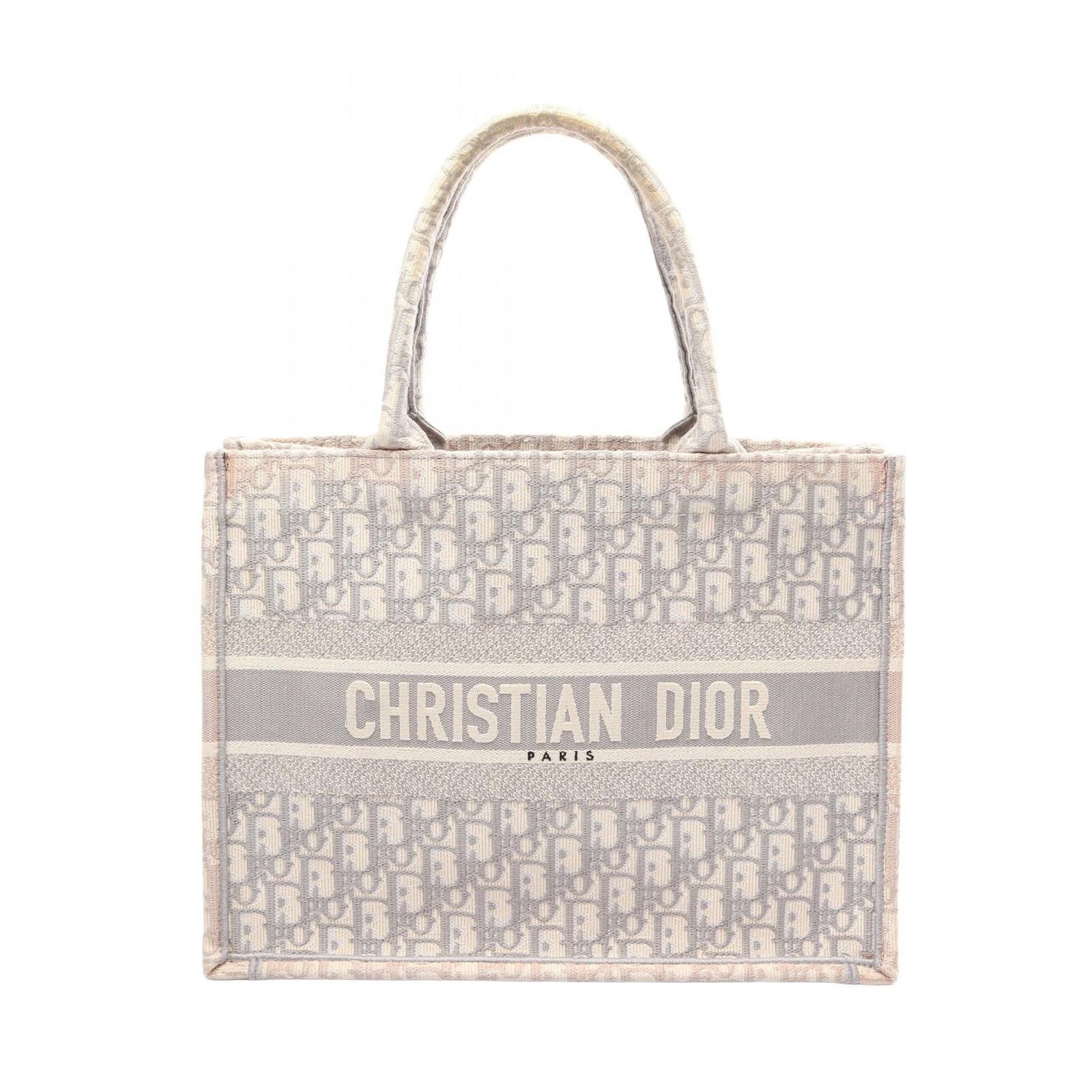 Dior Tote Bag Book Oblique Gray White