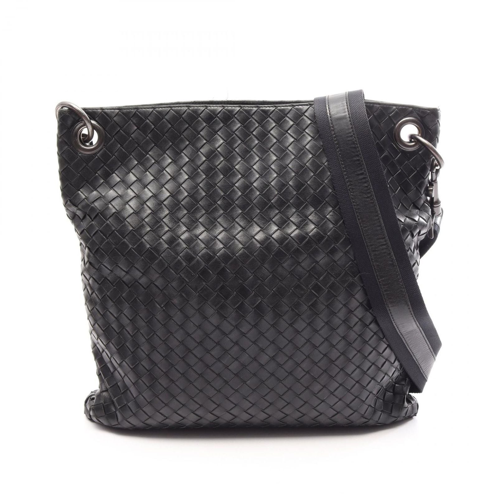 Bottega Veneta Shoulder Bag Intrecciato Black Leather