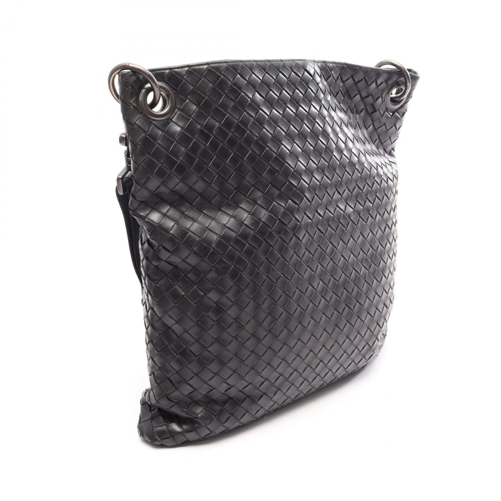 Bottega Veneta Shoulder Bag Intrecciato Black Leather — view 2