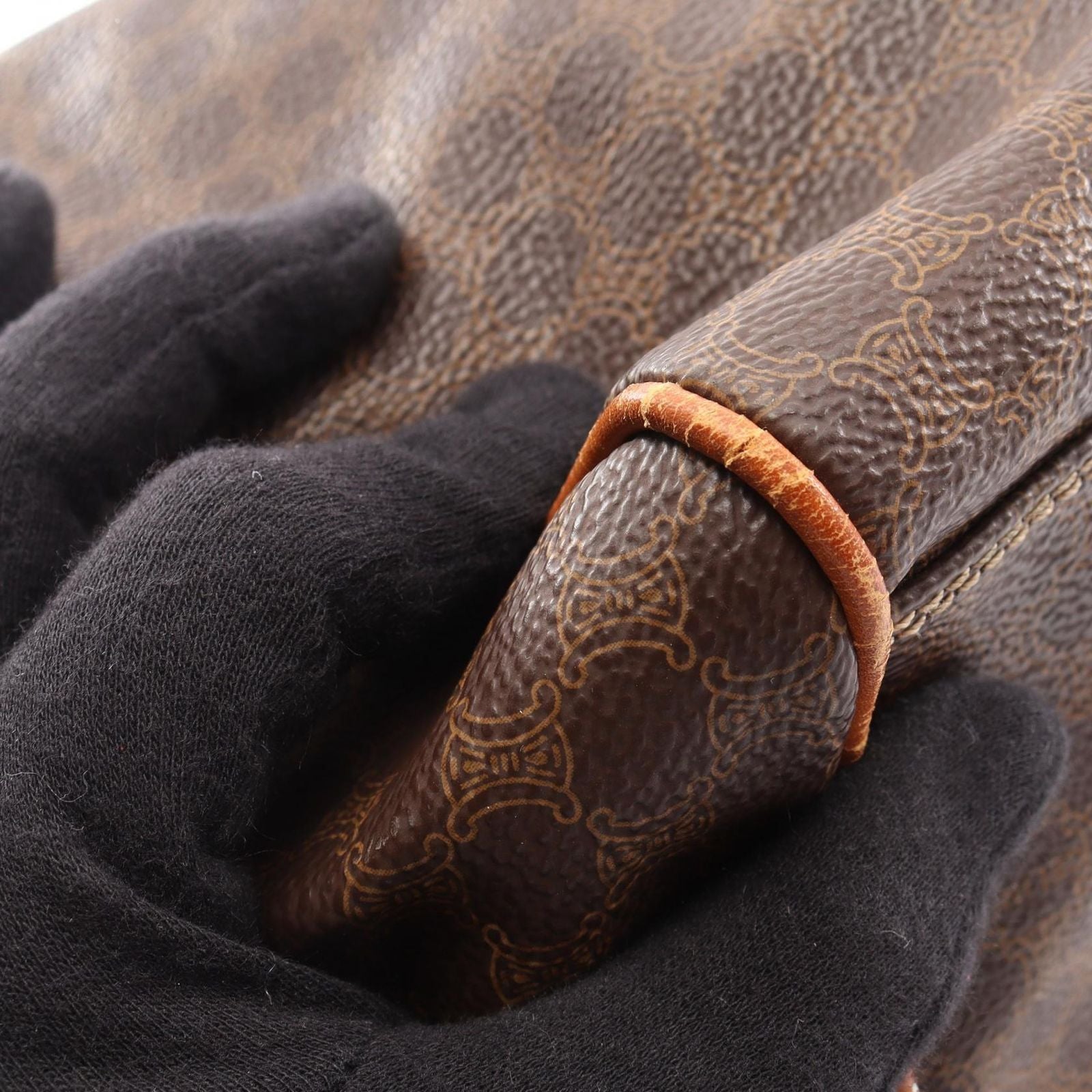 Celine Macadam Brown Canvas Leather Mini Boston Handbag — view 7