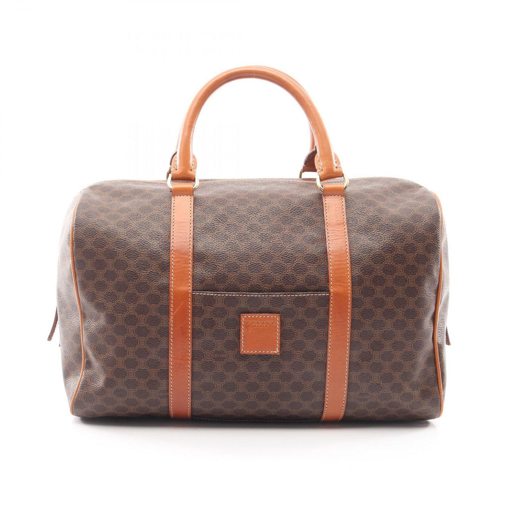 Celine Macadam Brown Canvas Leather Mini Boston Handbag