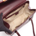 Gucci Shoulder Bag Bamboo Bordeaux Leather Tote — view 3