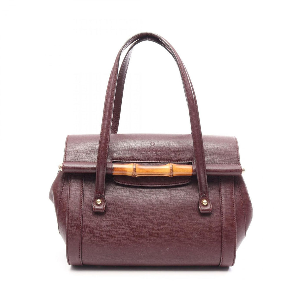 Gucci Shoulder Bag Bamboo Bordeaux Leather Tote