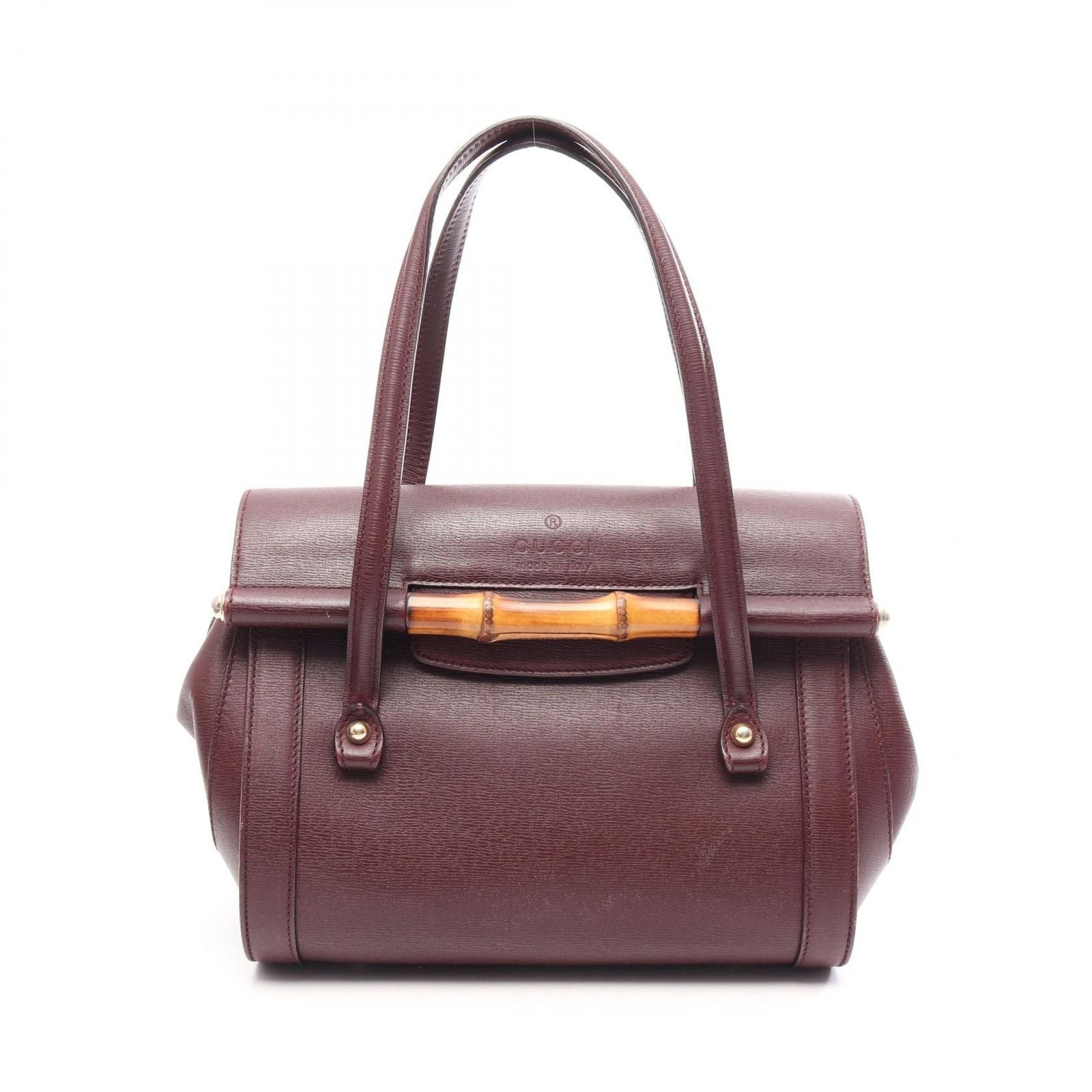 Gucci Shoulder Bag Bamboo Bordeaux Leather Tote