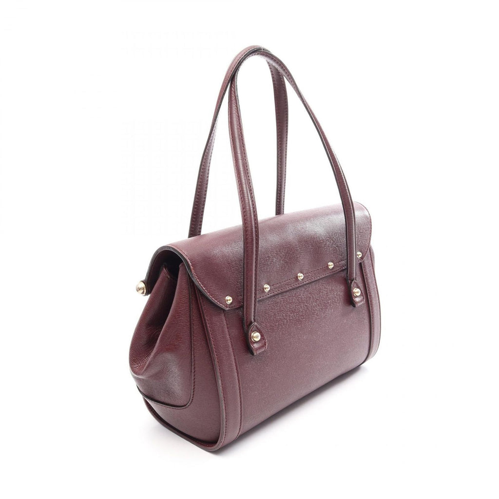 Gucci Shoulder Bag Bamboo Bordeaux Leather Tote — view 2