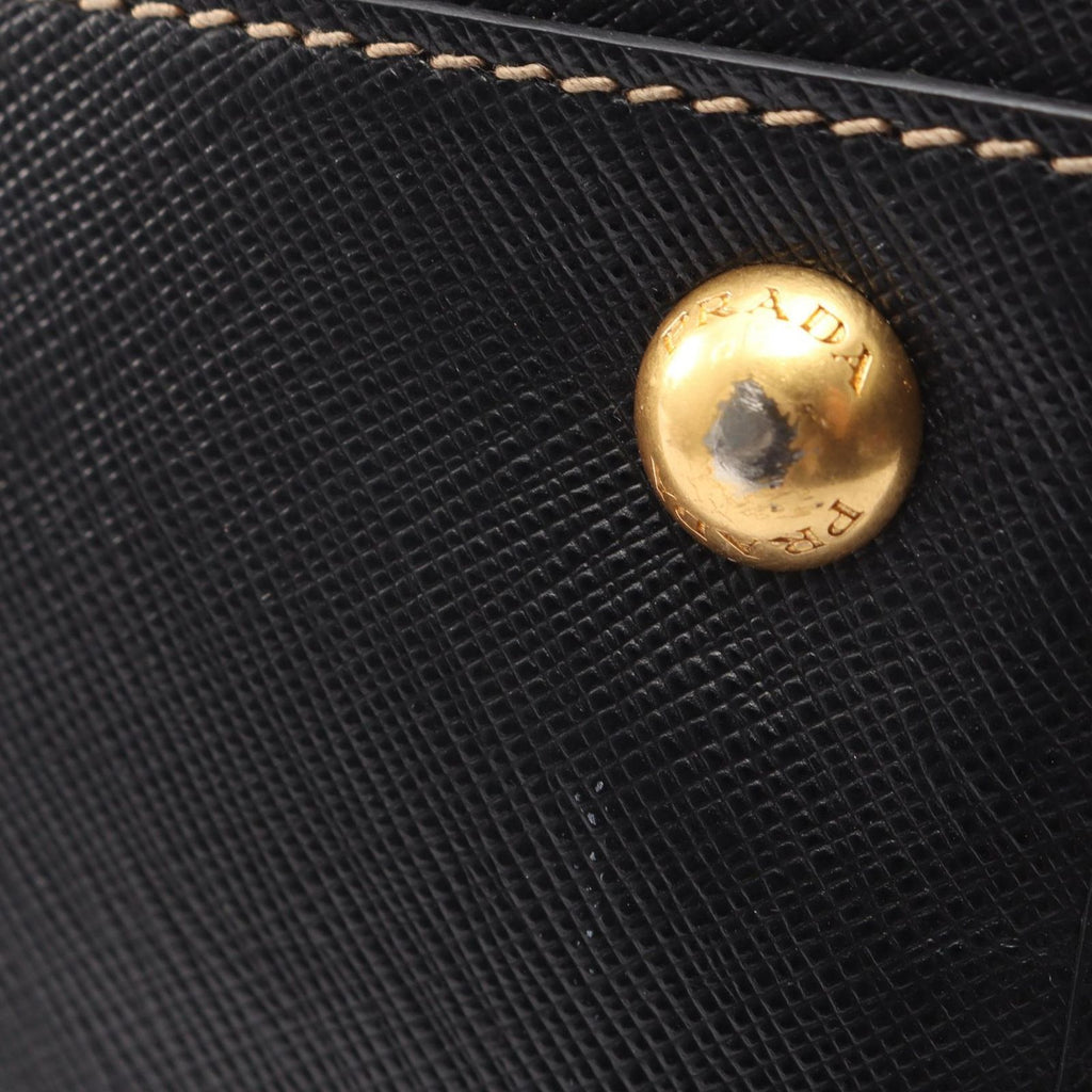 Prada Handbag Triangle Plate 2-Way Black Canvas Saffiano Leather Logo Shoulder — view 8