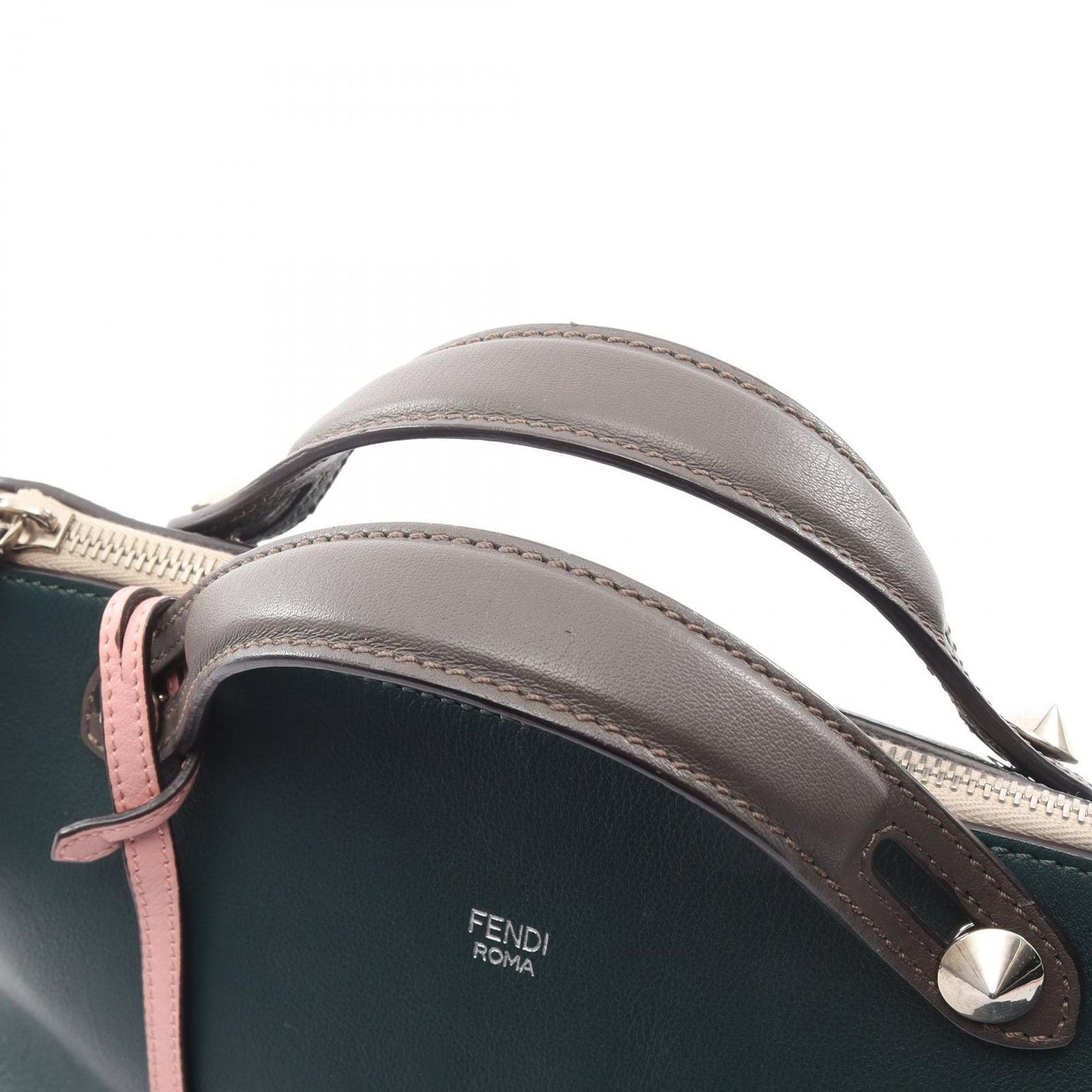 Fendi by the Way Medium 2-Way Khaki Pink Gray Leather Handbag — view 6