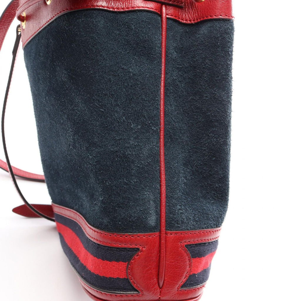 Gucci Ophidia Small Bucket 2-Way Navy Red Suede Leather Bag — view 5