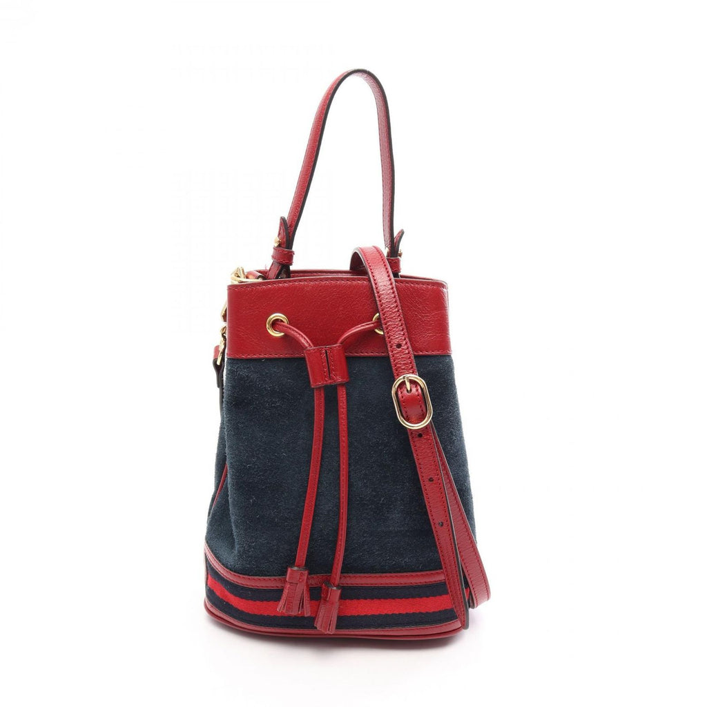 Gucci Ophidia Small Bucket 2-Way Navy Red Suede Leather Bag