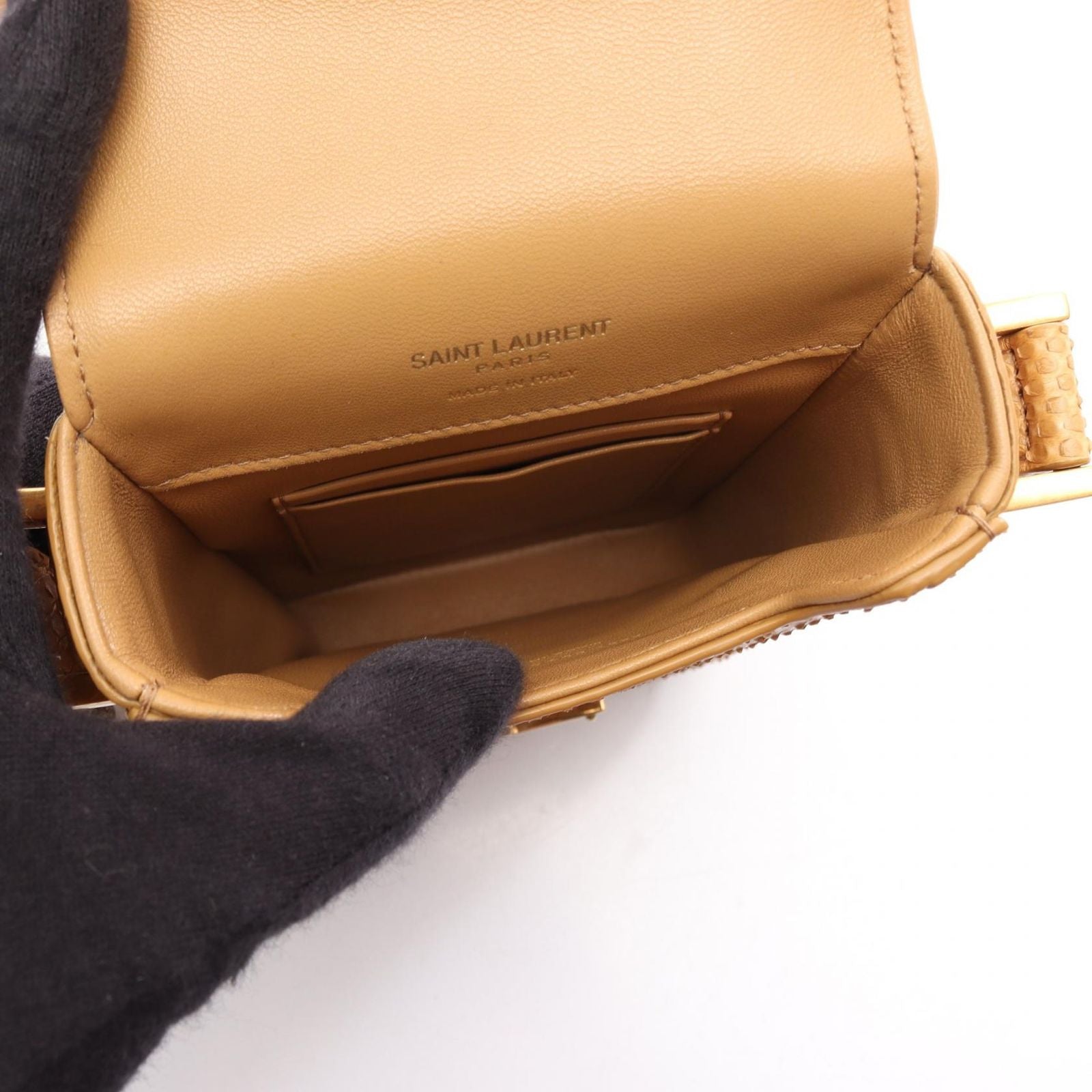 Saint Laurent Paris Shoulder Bag Solferino Mini Beige Exotic Leather — view 3