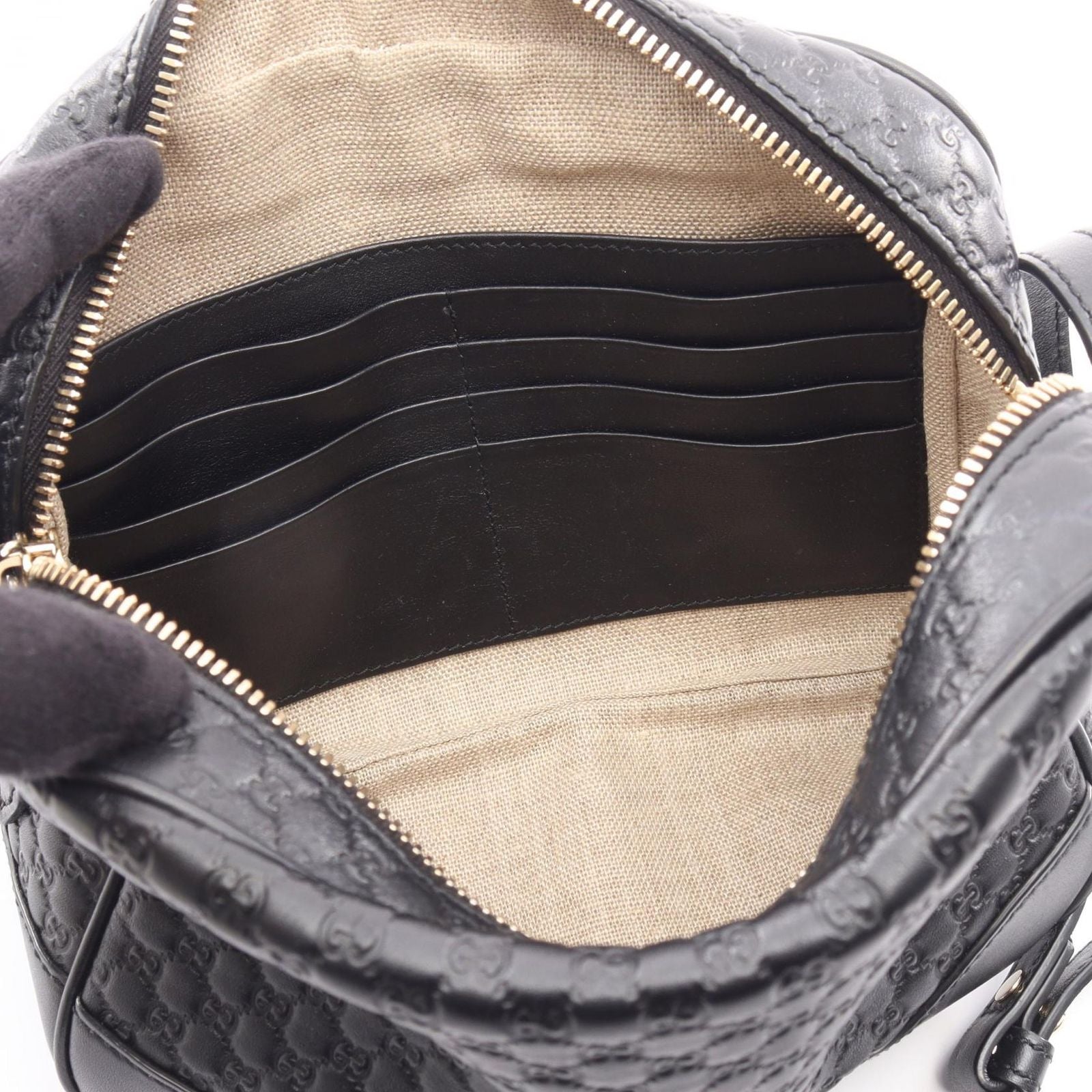 Gucci Shoulder Bag Bree Micro Guccissima Black Leather — view 5
