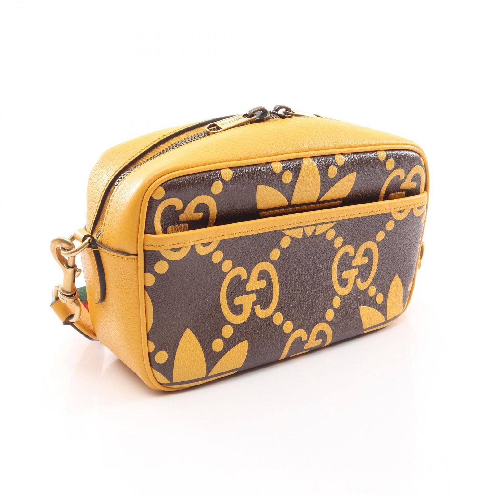 Gucci Shoulder Bag Adidas Yellow Brown Green Leather Small — view 2