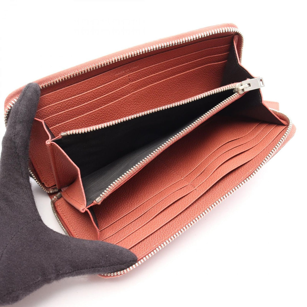 Saint Laurent Paris Round Length Wallet Classic Rive Gauche Terracotta Leather — view 3