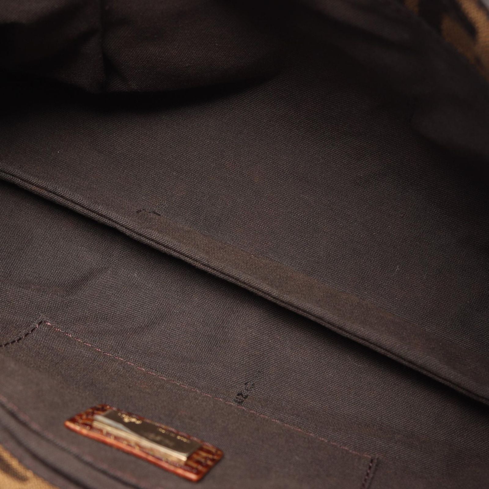 Fendi Shoulder Bag Zucca Black Brown Canvas Leather Handle — view 5