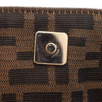 Fendi Shoulder Bag Zucca Black Brown Canvas Leather Handle — view 7