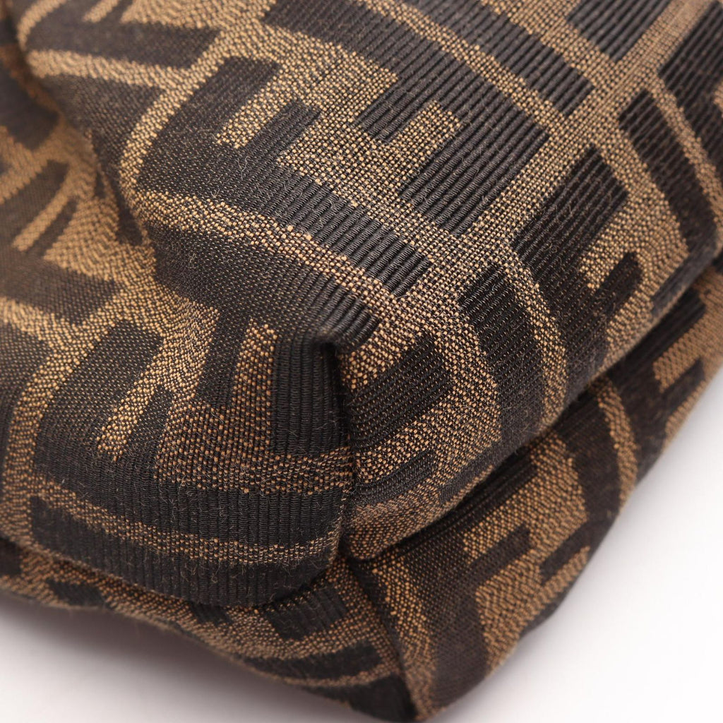 Fendi Shoulder Bag Zucca Brown Black Canvas Leather — view 5