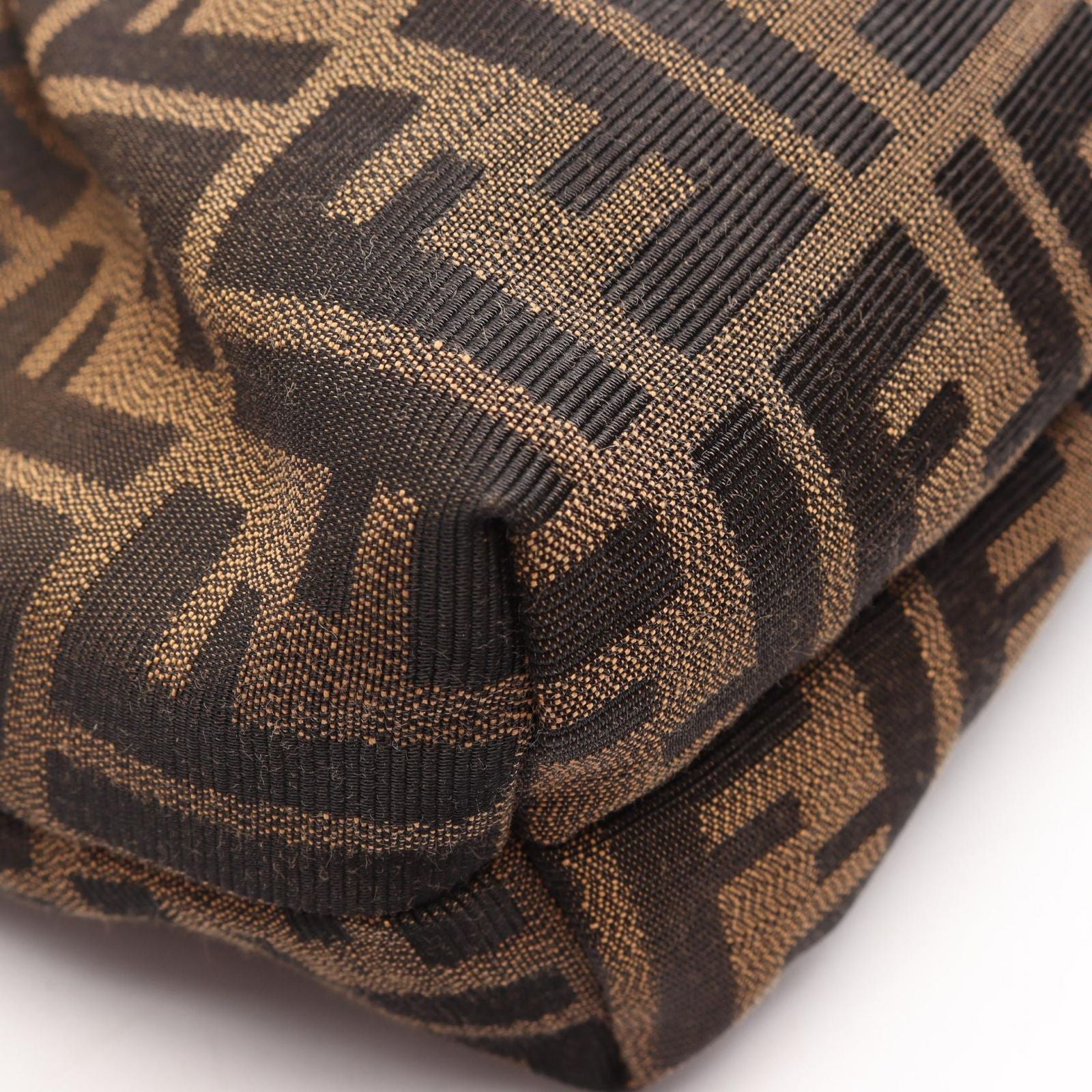 Fendi Shoulder Bag Zucca Brown Black Canvas Leather — view 5