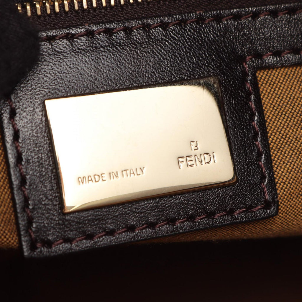 Fendi Shoulder Bag Zucca Brown Black Canvas Leather — view 4